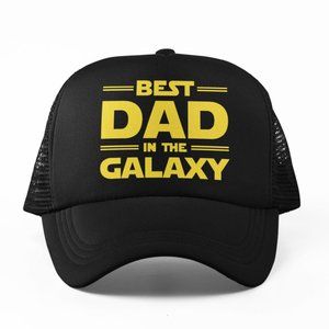 🆕Best Dad in the Galaxy Black Foam Trucker Hat Mesh Snapback Cap